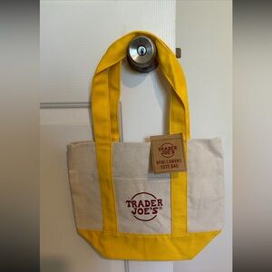 Trader Joe’s mini tote with yellow trim